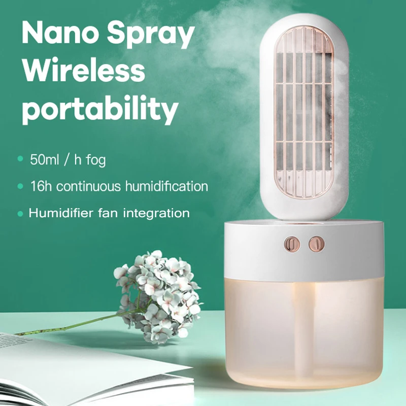 

Humidifier Fan 2 in 1 Portable Desktop Mini Fan Humidifier USB Charging Silent Adjustable Fan spray humidifier Office Household