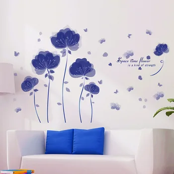 

DIY Purple Flowers Wall Decoration Removable Stickers Vinyl Decals Modern Art Home Decor Decorative Bedroom Wallpaper