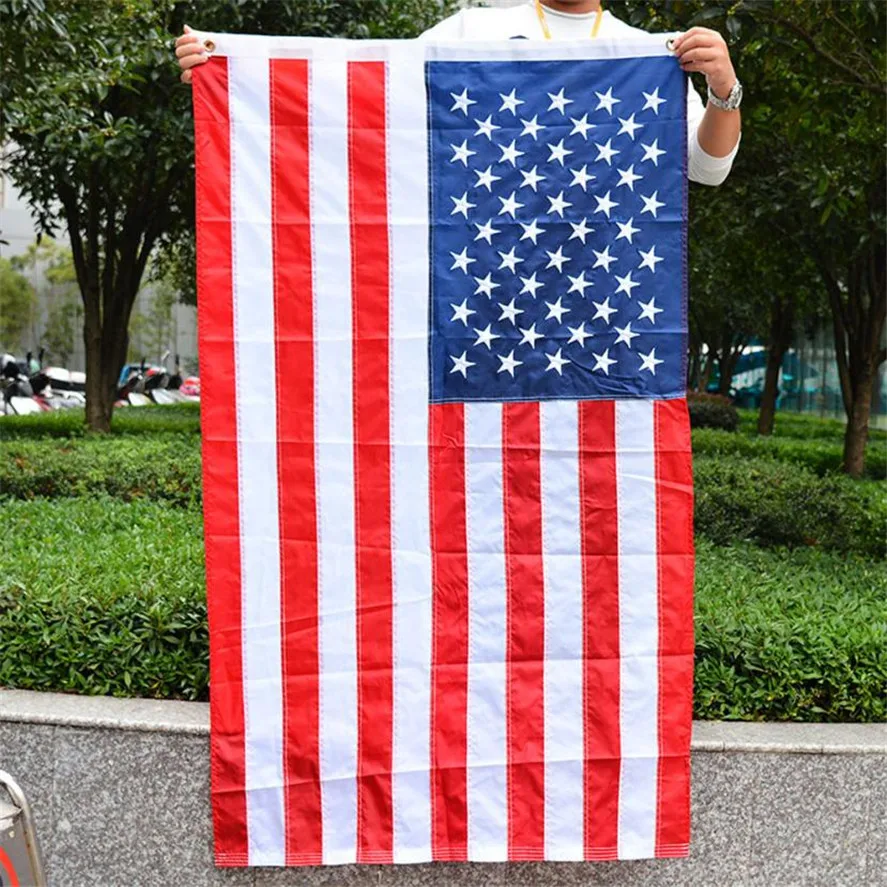 Флаг США 1 шт. 90*150 см Американский флаг люкс вышитые звезды пришитые полосы флажки