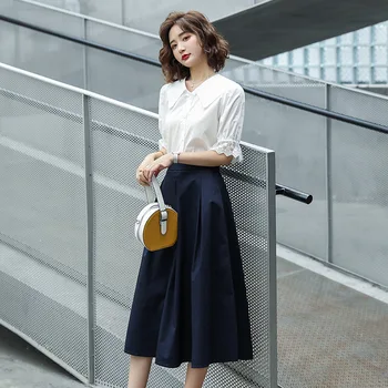 

Suit women 2020 lace doll collar shirt + skirt two-piece suit dress women's dress