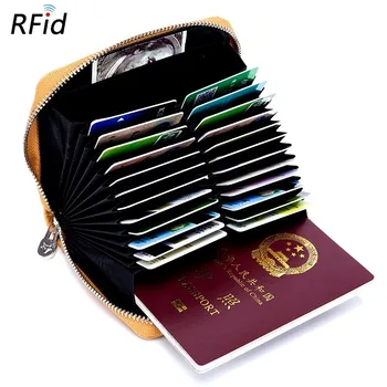 

New men large capacity card holder passport holder coin purse leather multi function ladies anti theft rfid zipper card holder