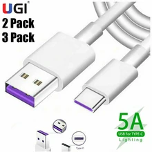 Кабель UGI 5A для быстрой зарядки, 2/3 шт./упаковка, Type C USB C кабель для быстрой зарядки для Samsung Huawei Xiaomi RedMi HTC OnePlus + Синхронизация данных телефона