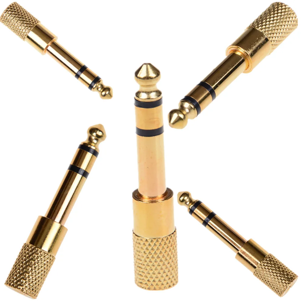 

3.5mm To 6.35 Mm Adapter 3.5 Plug To 6.35 Jack Stereo Audio Adaptor For Microphone Headphone AUX Cable Gold Audio Adaptor