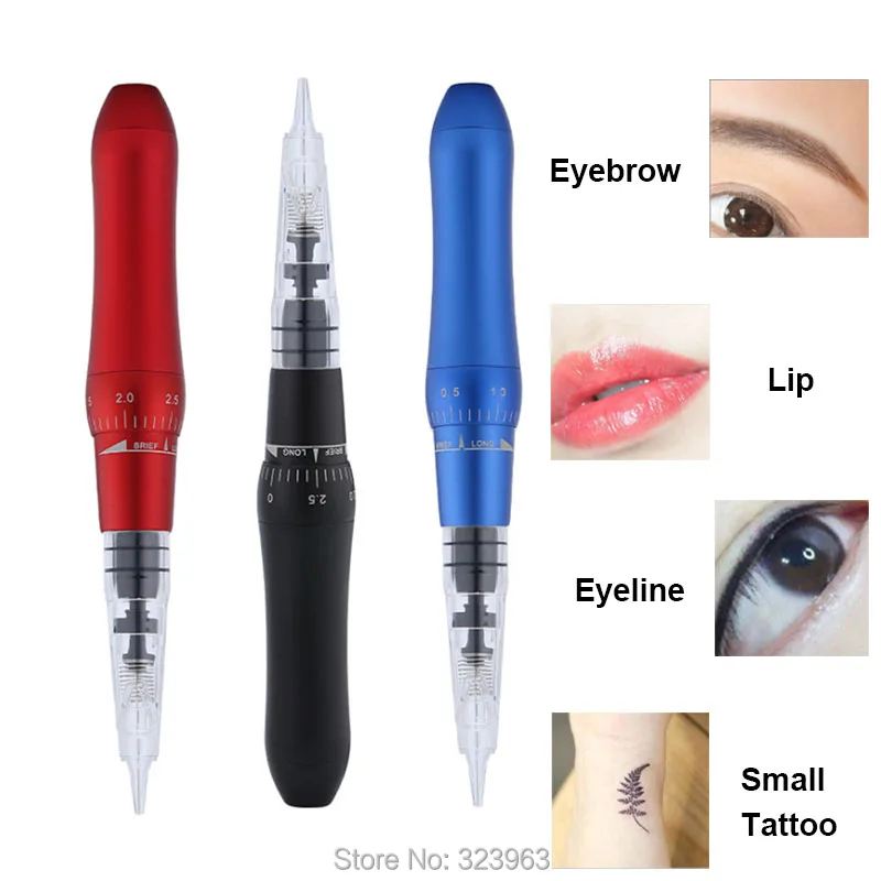 

Black Red Blue Linen-free Tattoo Machine Pen for Eyebrow Lip Permanent Makeup Embroridery Pen Machine for Microbrading Needles