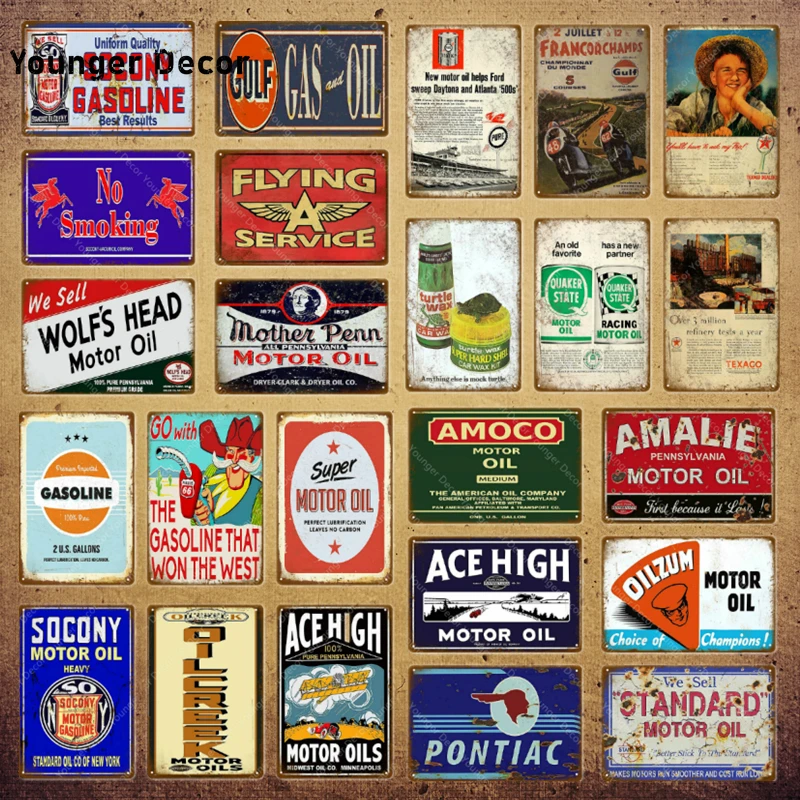Ace High Motor Oil жестяной знак Socony бензиновый металлический постер настенная живопись