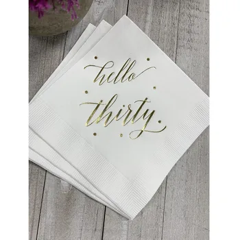 

Custom text Luncheon Avail! Napkins 30th Birthday Party Personalized Cocktail Beverage Paper Party Monogram Gold Foil Napkins