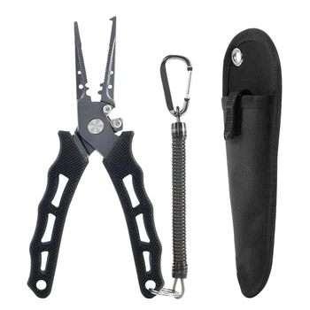 

NEW-Stainless Steel Fishing Pliers Multifunction Fishing Tackle Tool Fishing Rod With Telescopic Rope
