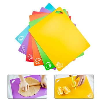 

6pcs Multifunctional Kitchen Cutting Board Mats Flexible Plastic Cutting Board BPA-Free Non-Porous Anti-Skid Cutting Board Mats