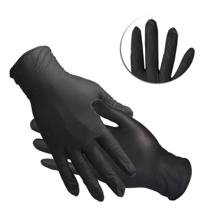 Высокие черные одноразовые нитриловые перчатки порошок Латекс Бесплатно механика татуировки Поставки LG66