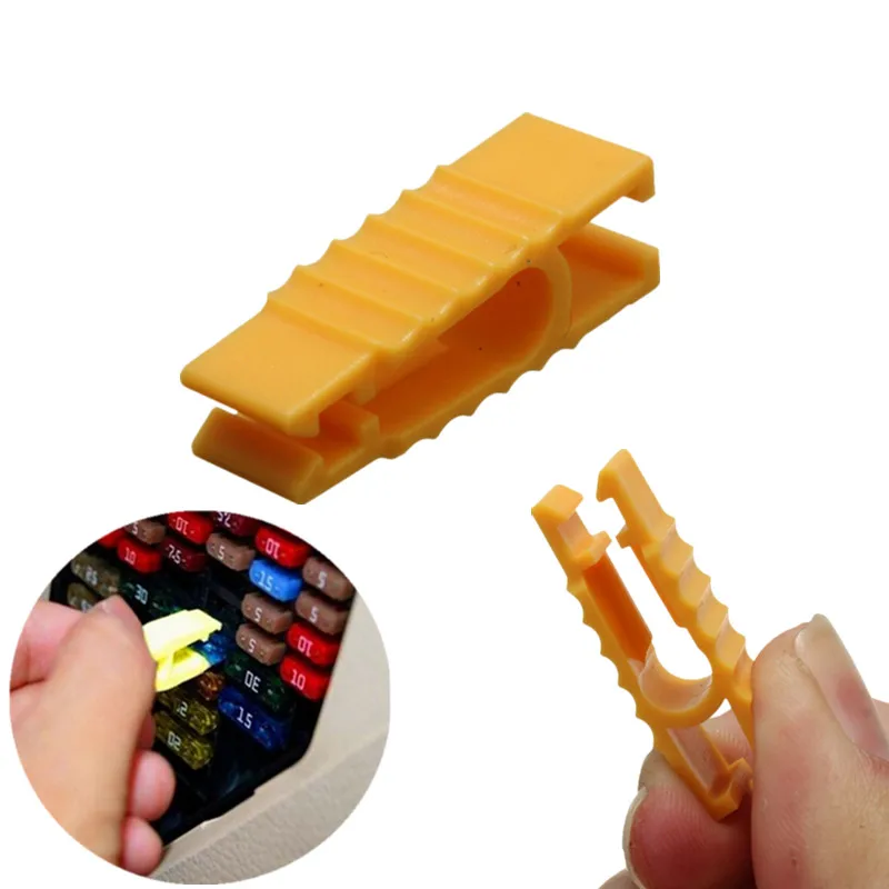 2Pcs Yellow Automobile Fuse Clips Fuse Puller Car  Tools Extractor For Car Fuses