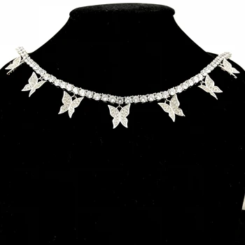 

5MM Hip hop jewelry butterfly TENNIS NECKLACE diamond