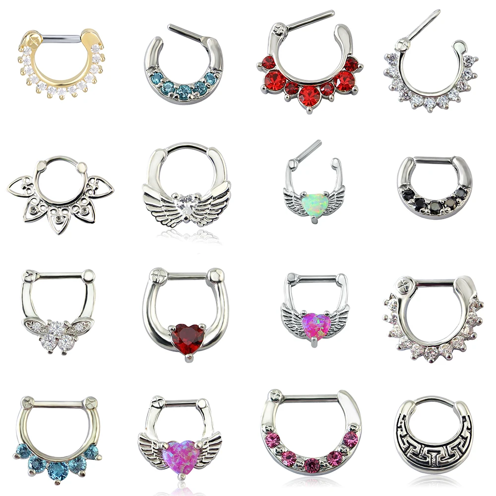 16G Indian Crystal Nose Rings With CZ for Women Opal Stone Septum Piercing Surgical Steel Nose Piercings Body Jewellery ZS piercing jewelry,nose rings,body piercing jewelry,body jewelry,nose studs