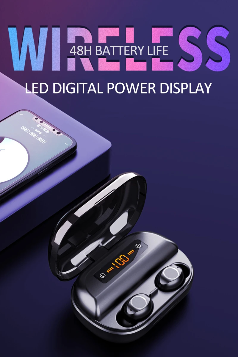 

Wireless Earphones Earbuds LED Power Display TWS bluetooth 5.0 IPX7 Waterproof 4000mAh Charging Box Touchs Sport Headset