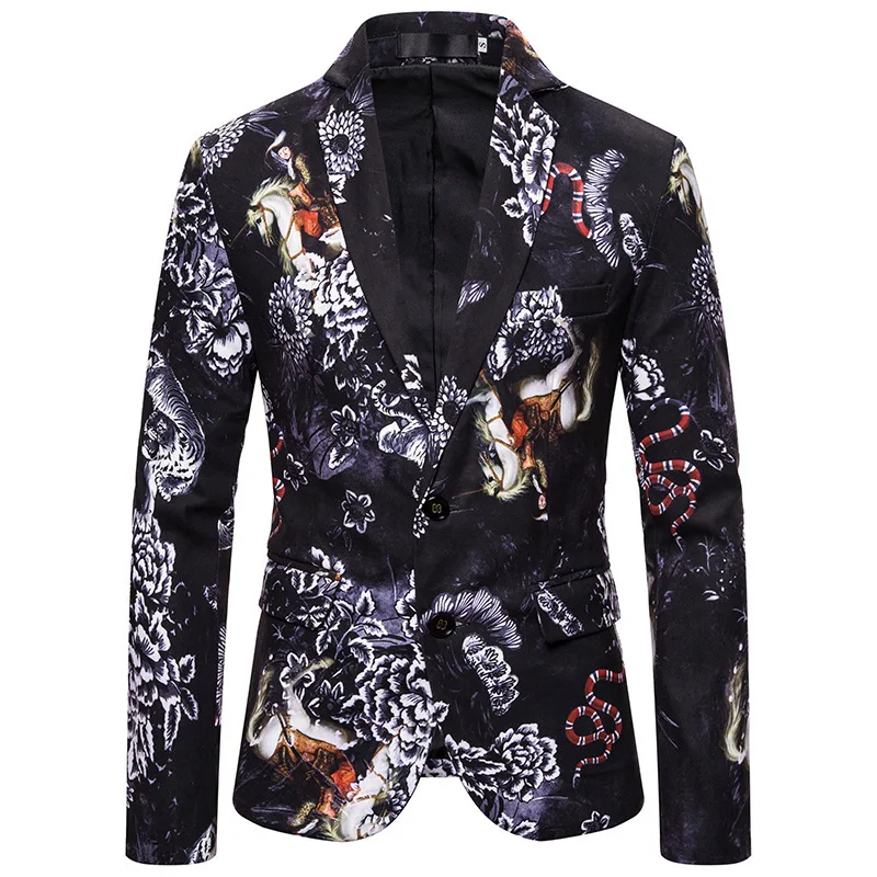 

High Quality Flower Suit Animal Printed 3D Digital Printing MEN'S Suit Xz12