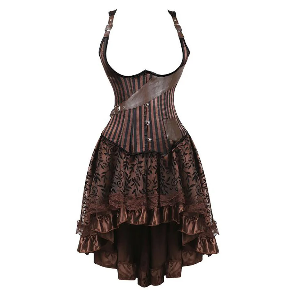 Сексуальное готическое Платье стимпанк Женский комплект из 2 предметов Косплей одежда плюс размер кружева Викторианский Винтаж Ретро-корсет платья для вечеринок 5XL - Цвет: Party Dress