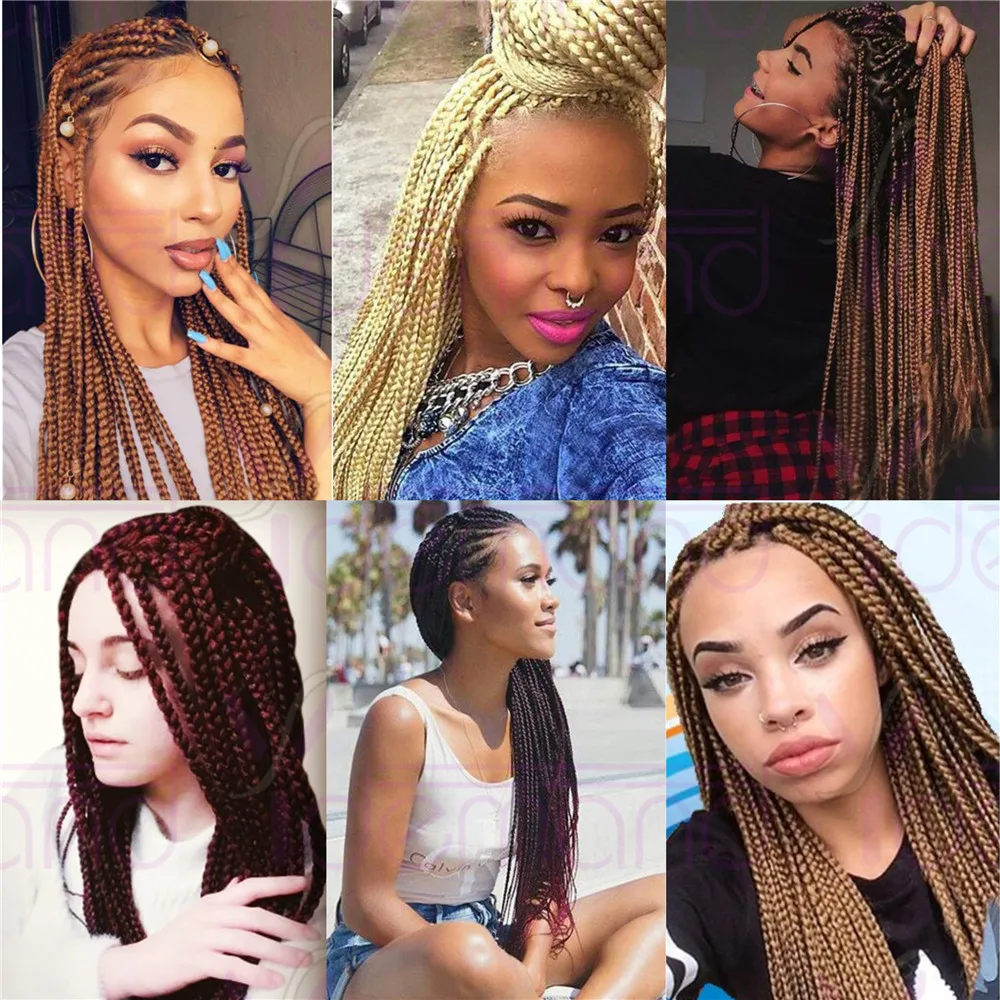 Y Demand Crochet Wigs Toys Braids With Box Long Black Synthetic Wigs for Women Heat Resistant Cosplay Wig Two Tone Braided