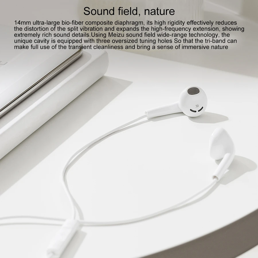 MEIZU EP3C USB C Type C Jack In ear Wired Control Earphone Support Calls Cable Length 1 2m White 