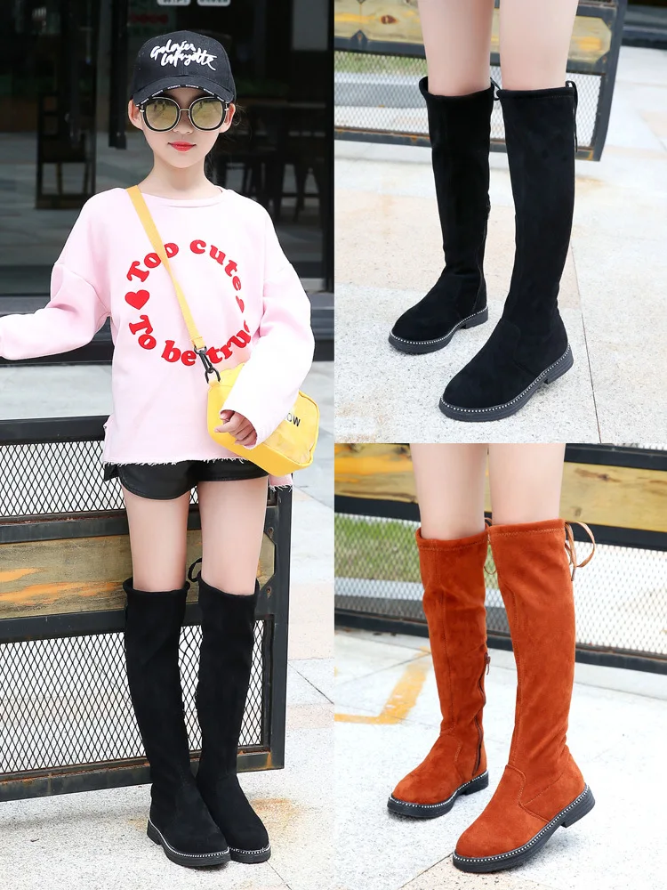Girls Boots Children Autumn Winter Over Knee Boots Big Girls Fashion Martin Princess Plus Velvet Boots