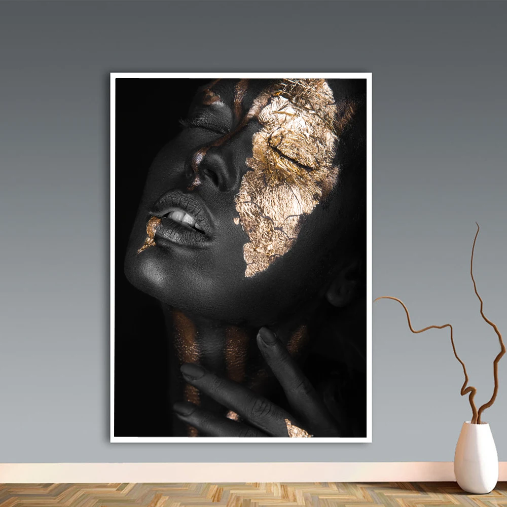 

Canvas Print Home Decor Painting Black Gold Nude African Woman Wall Art Modular Pictures Modern Nordic Style Poster Living Room