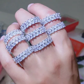 

Brand 925 Sterling silver Marquise Cut Simulated Diamond painting full CZ Engagement Wedding Rings For Women jewelry gift