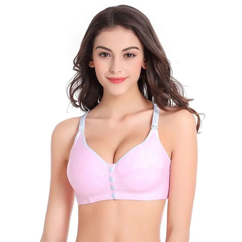 Cotton Rimless Bras Pregnant Women Underwear Front Button Breastfeeding Bra