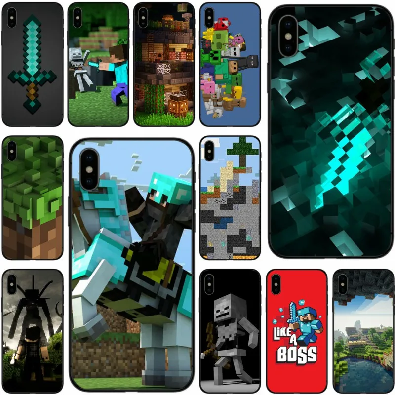 

Creeper minecraft Cover blackest Soft Silicone TPU Phone Case For iPhone 5 5S 5C SE 6 6plus 7 7plus 8 8plus X XS XR Max