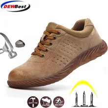 DEWBEST/безопасные рабочие ботинки; Модные Ботинки martin из натуральной кожи; модные мужские ботинки-дезерты; популярные кожаные ботинки с высоким берцем