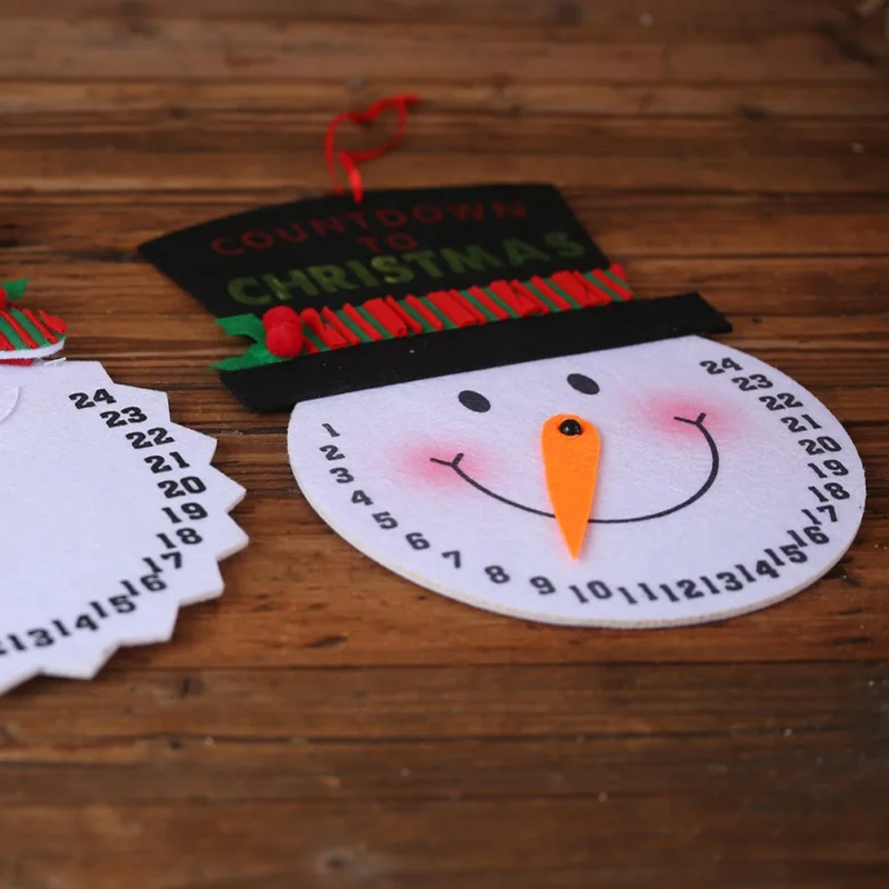 Нетканые Санта-Клаус/Снеговик Рождество Адвент часы для обратного отсчета времени календари праздник висячие украшения