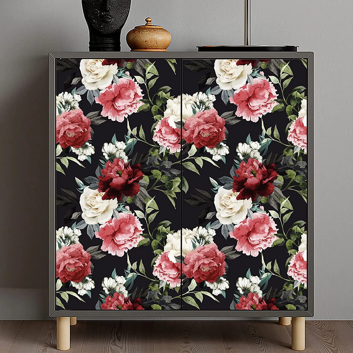 VEELIKE Blauw Bloemen Behang Jungle Beer Contact Papier Dier Muurpapier Tropische Boom Muursticker Herten Muurschildering Vintage Blad Sticky Back Plastic Slaapkamer Meubels Sticker Keuken
