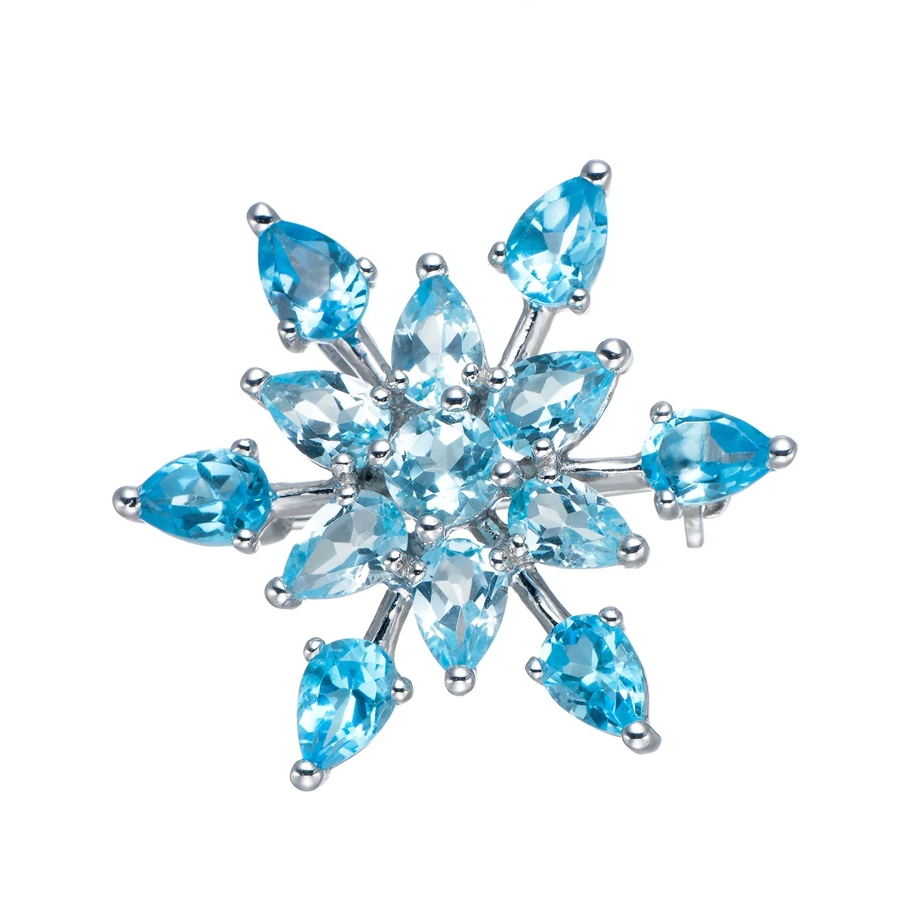 Cielo Blu Topazio E Swiss Blu Topaz Rhodium Sul Spilla In Argento Sterling. Cristalli Designer Lettera Del Pendente 925 Silver Swan