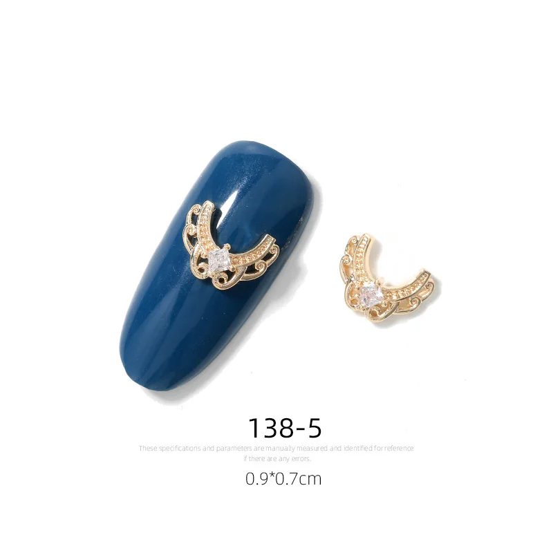 Latest 2 pieces alloy Zircon Nail art decoration luxury zircon rhinestone tassel / heart / wing nail jewelry high end long nail - Цвет: 138-5