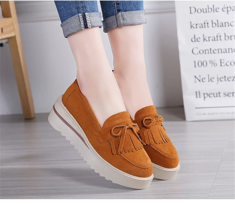 HX 2859-2019 Fashion Tassel Women's Platforms Shoes Genuine Leather Womans Sneakers-21