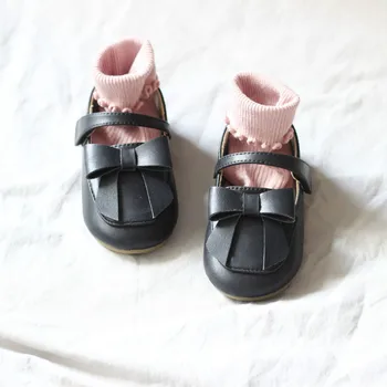 

Retro British Girls Shoes Big Bowknot Princess Shoes Hook Loop Kids Moccasins Children Leather Shoes Comfortable Baby Flat Shoes