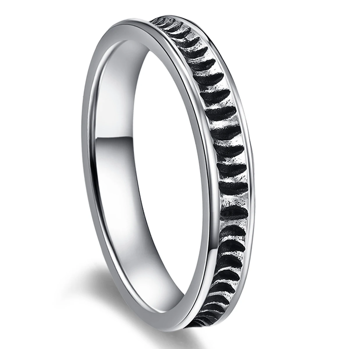 Кольцо мужское из нержавеющей стали серебристое вечерние в стиле панк |