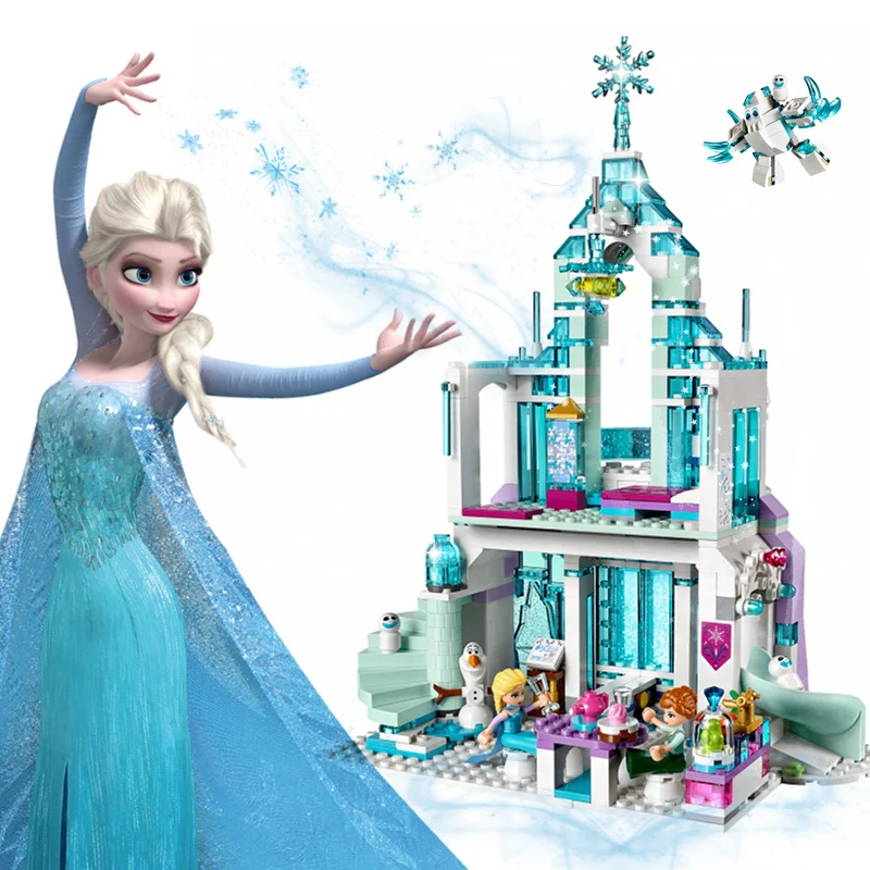 

2019 Genuine Disney new Frozen Elsa Anna Building blocks Dolls mittens Castle Toy Kids children toy Christmas gift