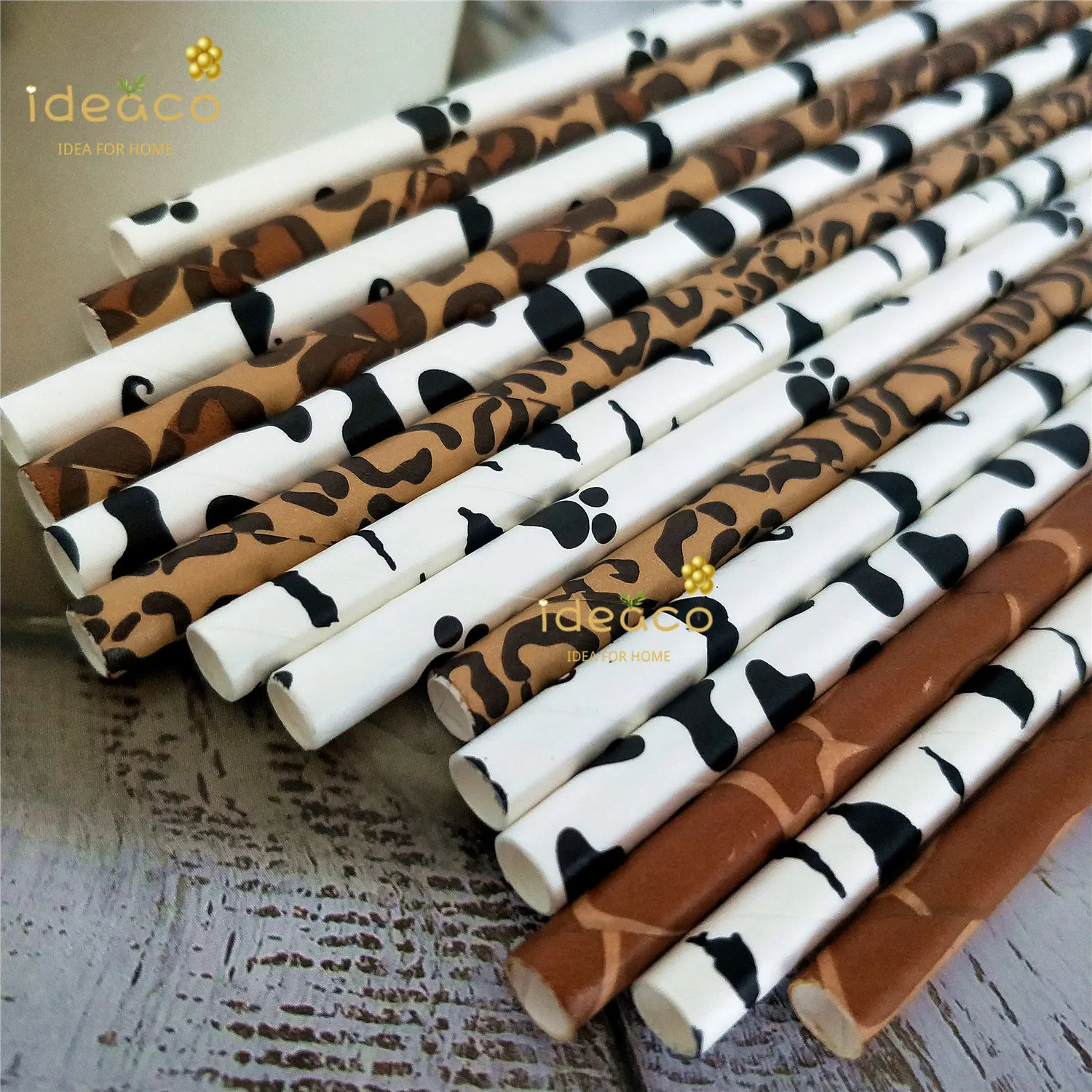 Tri-Color Cow Printed Reusable Straws / Printed Straws / Acrylic Straws