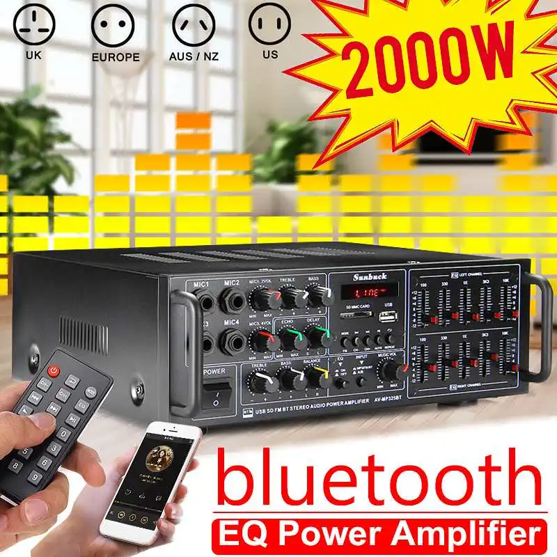 5 0 bluetooth 2 канала 2000 Вт домашний кинотеатр усилители стерео USB AV Amp FM MP3 Пульт