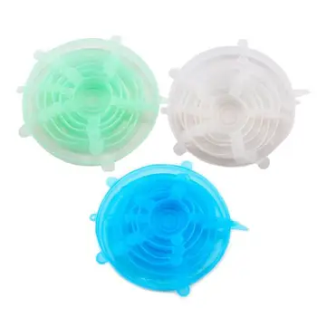

6pcs Stretchable Silicone Fresh Cover Food Fruits Sealed Expandable Reusable Kitchen Seal Vacuum Lids Wraps Accessories