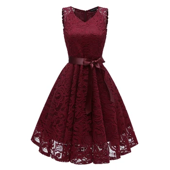 

Vintage Princess Floral Lace Dress For Woman Summer Lady Sleeveless V Neck A Line Elegant Bridesmaid Dress Formal Prom Long Gown