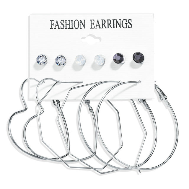 Fashion Trend New Jewelry Acrylic Faux Pearl Circle Tassel Earrings Set Geometric Crystal Cross Leaf Flower Heart Earrings
