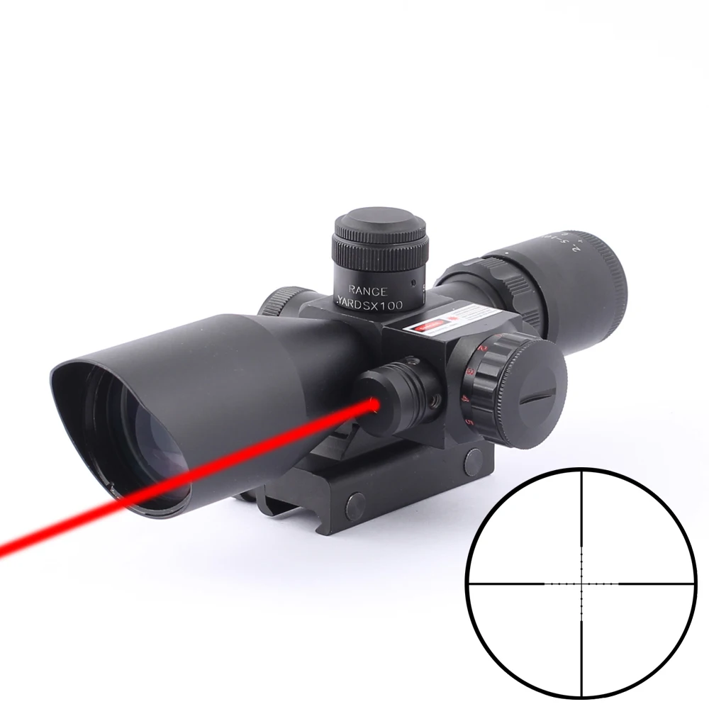 SPINA OPTICS Tactical Riflescope 2.5-10x40 E Optics Red Laser Holographic Shooting Hunting Scope 20mm Rail Mount