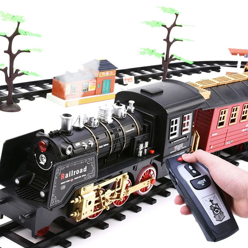Nuovo Set di treni elettrici treni RC giocattolo ferroviario telecomando  vagone elettrico treno a vapore giocattolo per treni ferroviari elettrici  per bambini|Treni radiocomandati| - AliExpress