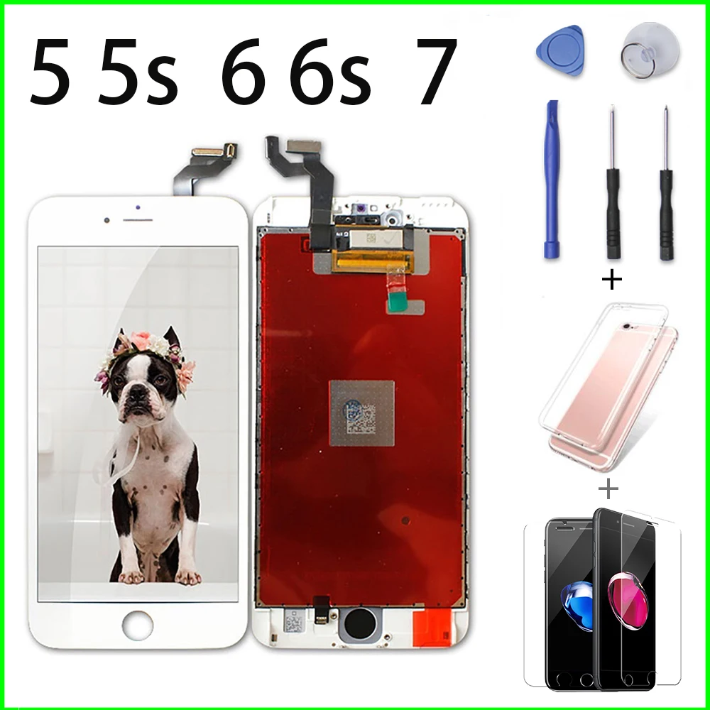 

White/Black Ecran LCD for iPhone 5 5s 6 6s 7 Digiziter Assembly Pantalla 3D Screen Replacement with No Dead Pixel + Repair Tools
