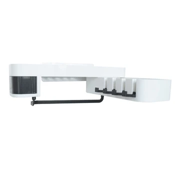 

Rotate Storage Holders Spice Rack Bathroom Organizer with 4x Hook Wall the Goods for Kitchen Storage Shelf Black+White