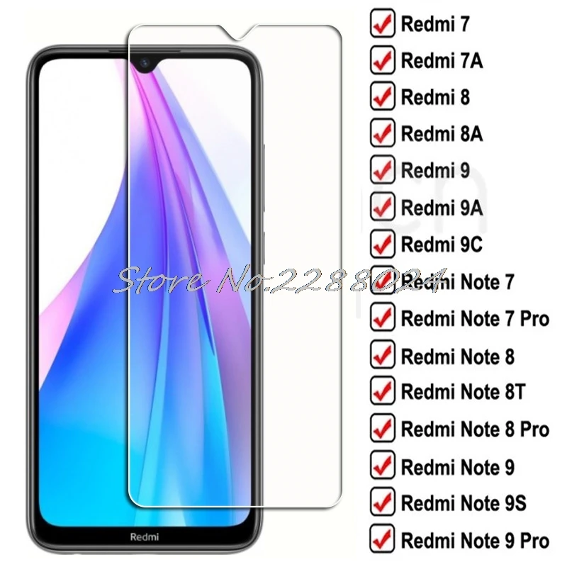 

9D Protection Tempered Glass For Xiaomi Redmi 9 9A 9T 9AT 9C 8 8A 7 7A Screen Protector Note7 Note8 Note 8T 9S 9 Pro Safety Film