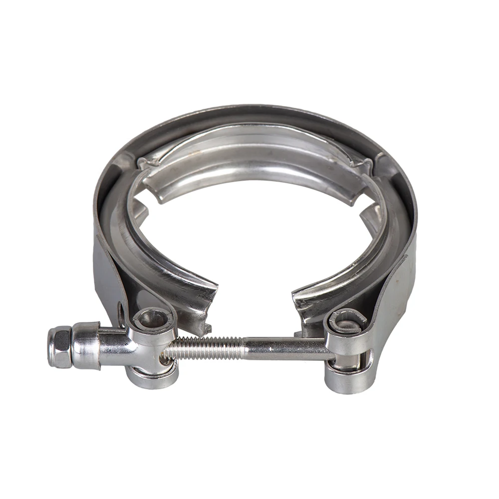 Bohaner Uitlaat V-bandklem Kit - 2 Roestvrijstalen Klemmen 76 Mm (3 Inch) + 4 Lasringen, Voor Turbo En Uitlaatsystemen