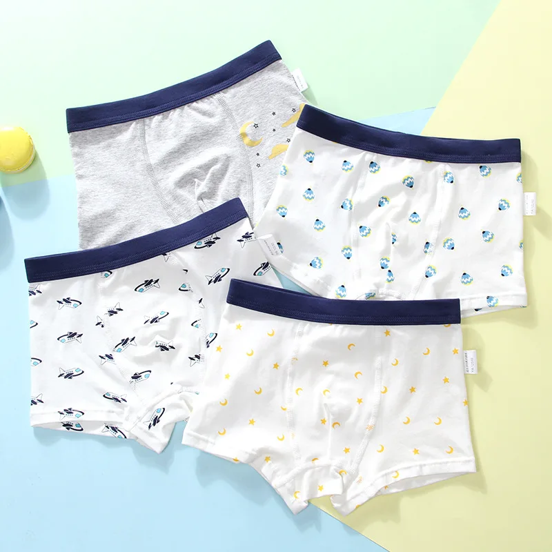 4PCS/LOT Children Boys Underwear Cartoon Children's Shorts Panties Baby Boy Toddler Boxers Stripes Teenagers Cotton Underpants 2