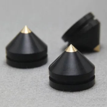 

4Pcs 23 Mm Speaker Isolation Spike Ebony Wooden Cone Copper Feet Stand
