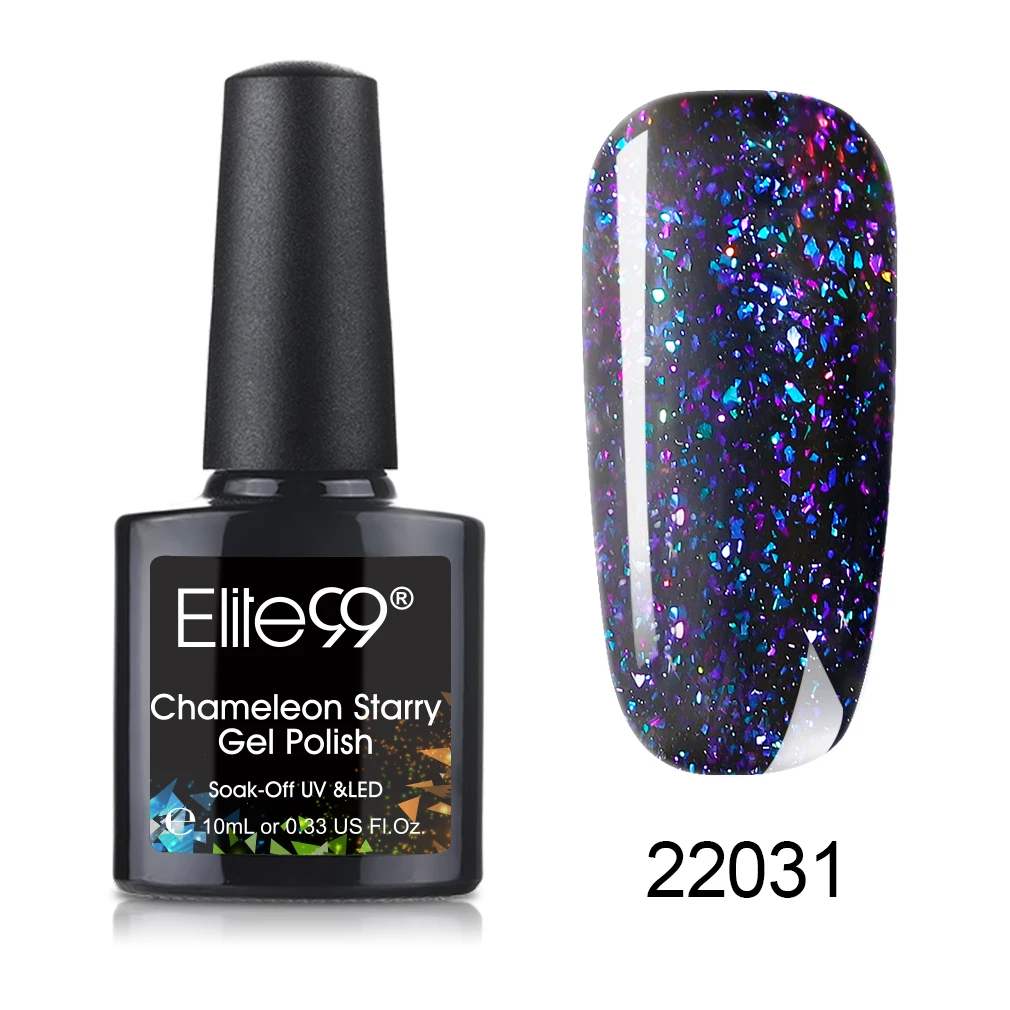 Elite99 Bling Chameleon Holographic Gel Polish Starry Sparkle Glitter Sequins UV Gel Polish Soak Off Nail Art Lacquer Varnish