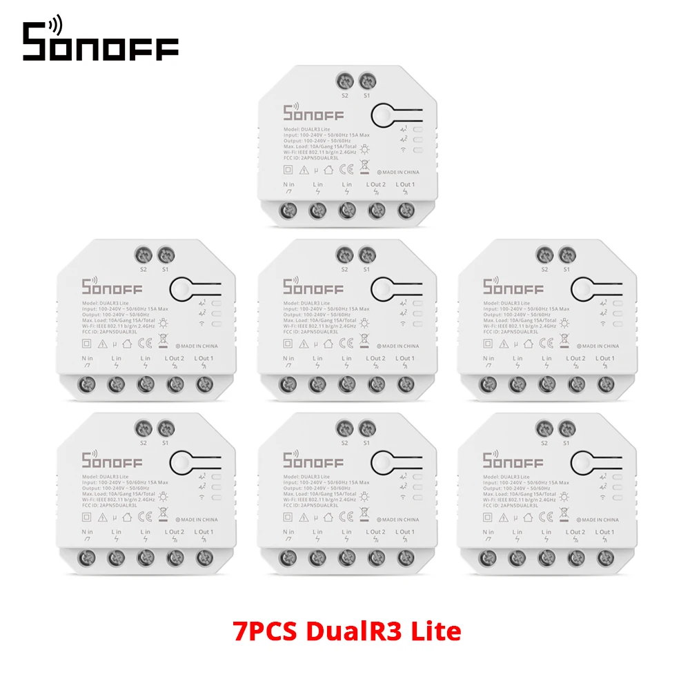 1-20PCS SONOFF DualR3 Lite WiFi Switch Dual Relay Module DIY MINI Switch Remote Two Way Control Work with Alexa Google Home 